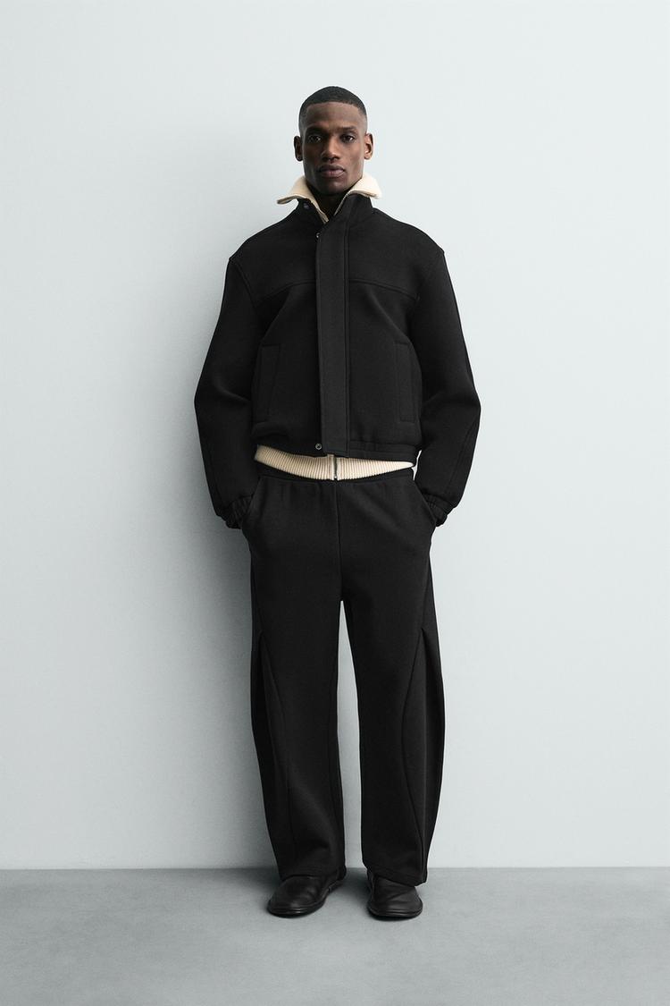 NEOPRENE-EFFECT BOXY FIT JACKET Black ZARA Saudi Arabia