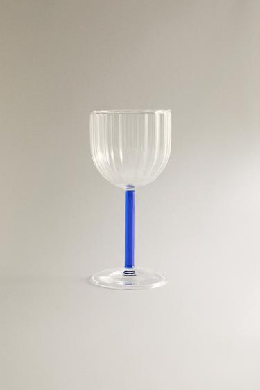 BOROSILICATE GLASS WITH COLOURED STEM - Blue by Zara