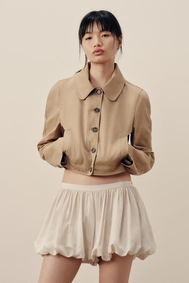 ZW COLLECTION BALLOON CULOTTES - Beige / Green by Zara