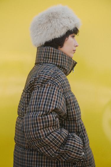 リアルファー スカルキャップグレーZaraのリアルファー スカルキャップ - グレー 