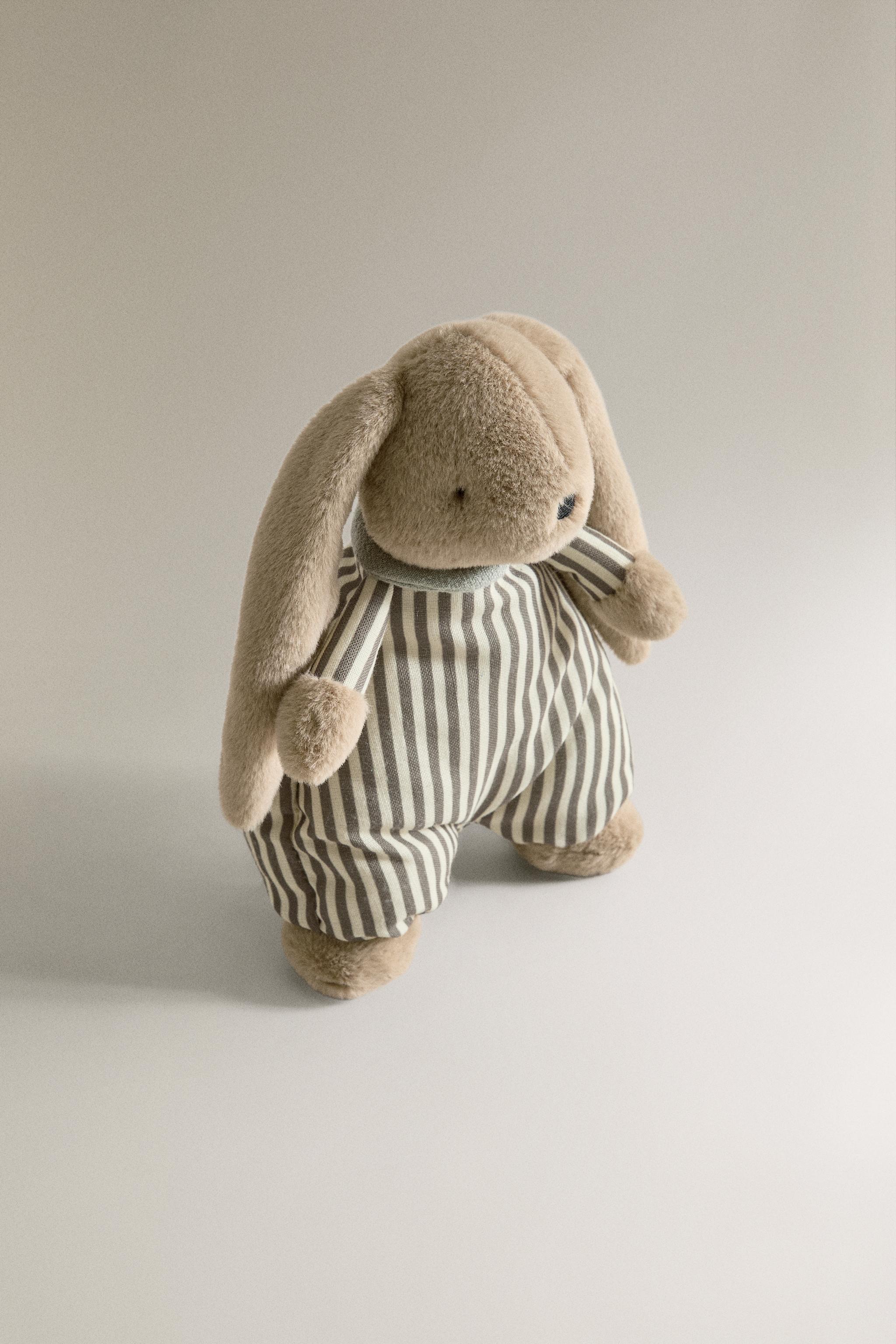 KIDS' RABBIT MUSICAL PLUSH TOY — Dark beige