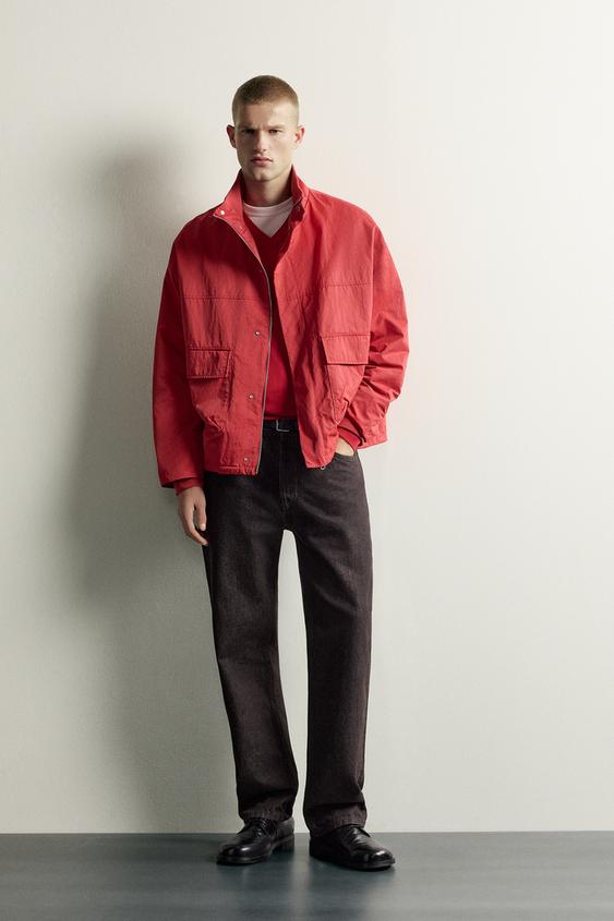 Zara BOXY FIT TECHNICAL JACKET - Red - Image 0