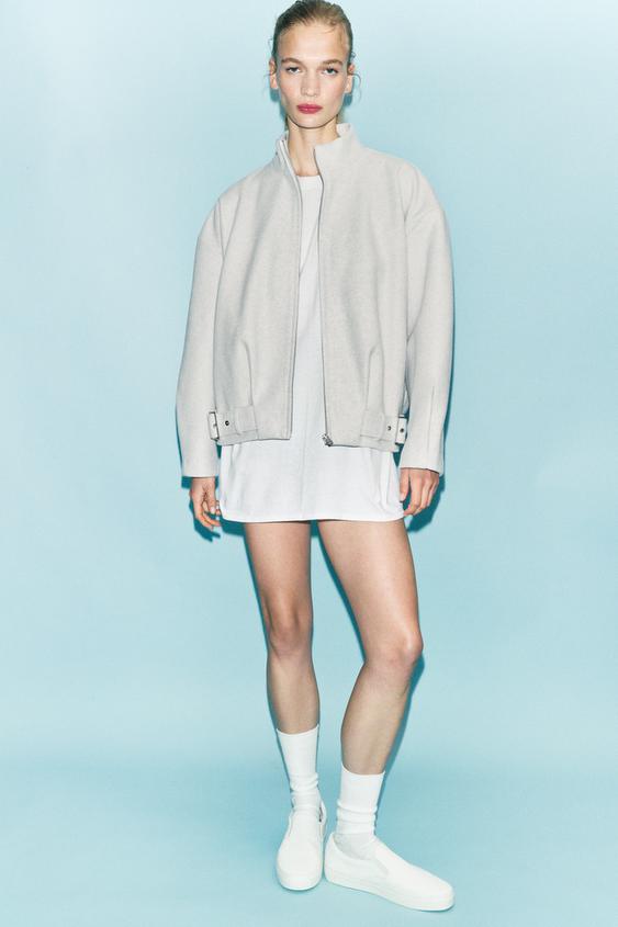 ジップアップ フェイクウールジャケット - エクリュ | ZARA Japan / 日本