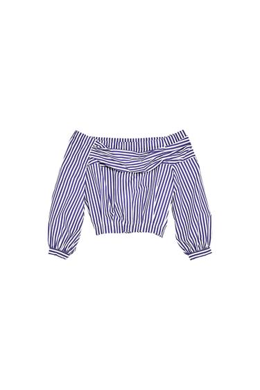 OFF-THE-SHOULDER STRIPED BLOUSE