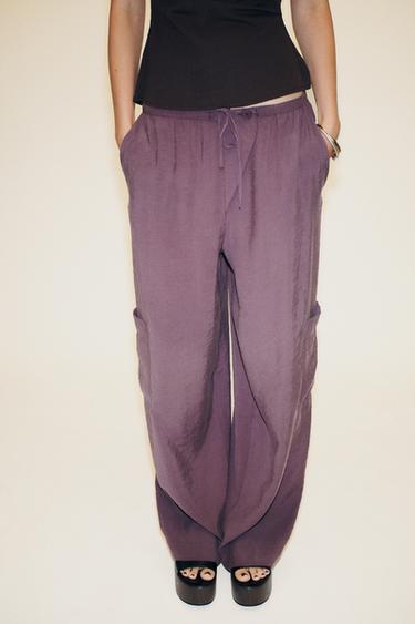 PANTALÓN FLUIDO CARGO - Lila de Zara