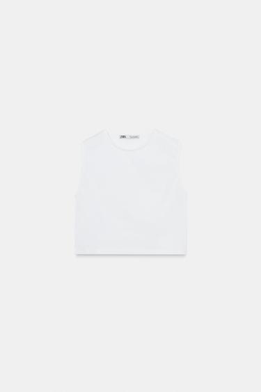 TOP CROP MANGA SISA - Blanco de Zara