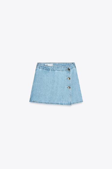Zara Z1975 DENIM SKORT - Mid-blue