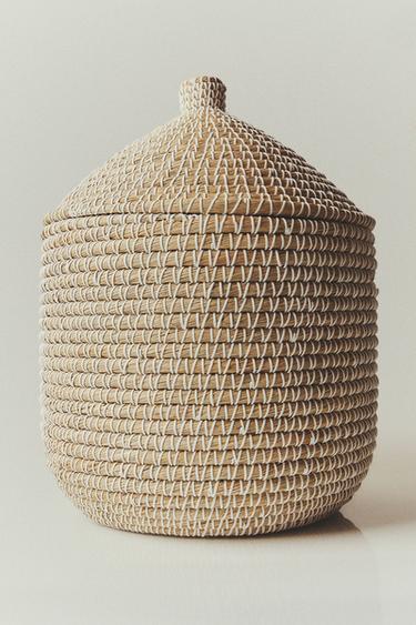ROUND BASKET WITH LID - Light beige by Zara