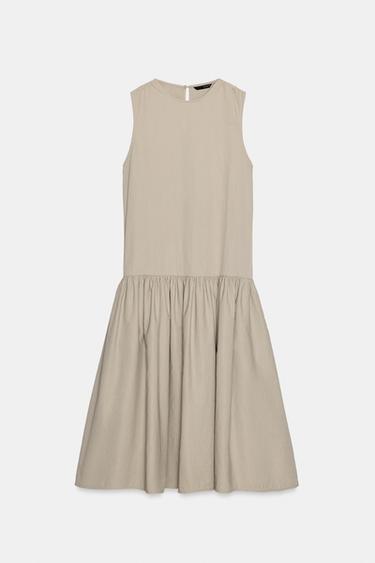 나일론 볼륨 원피스 - Zara 스톤