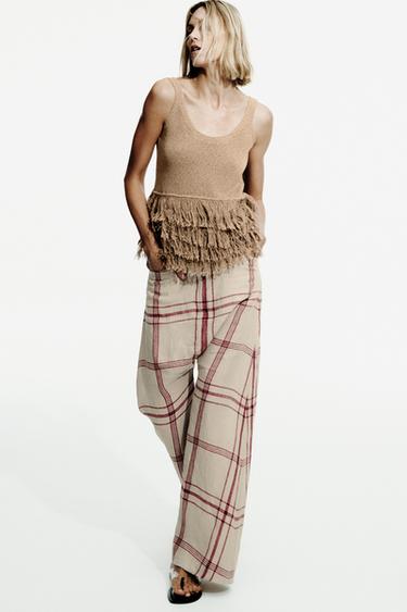 FRINGED KNIT TOP - Straw by Zara
