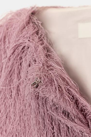 VESTE BOMBER À FRANGES - Lilas de Zara - Image 8