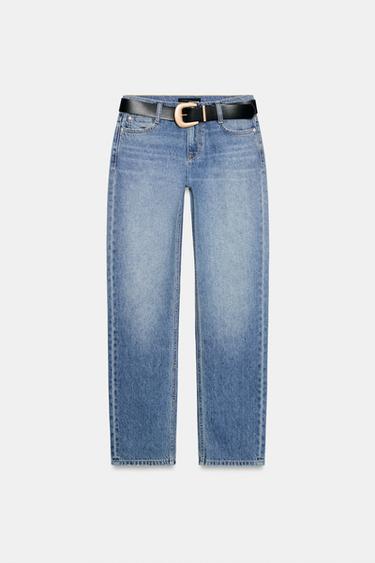 Z1975 SLIM FIT MID-WAIST JEANS WITH BELT - Mid-blue by Zara - Image 7