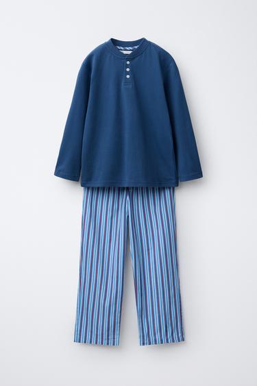 AGES 6-14 / STRIPED PYJAMA SET - Blue by Zara