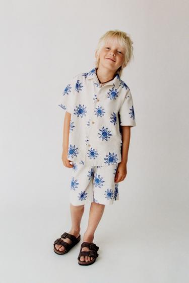 CAMISA ESTAMPADO SOLES - Crudo / Azul de Zara