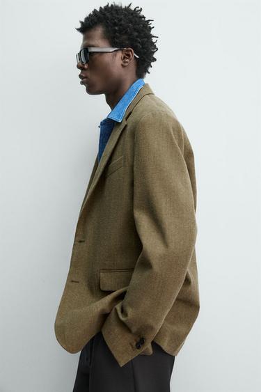 VESTE STRUCTURÉE AVEC LAINE - Kaki de Zara - Image 6
