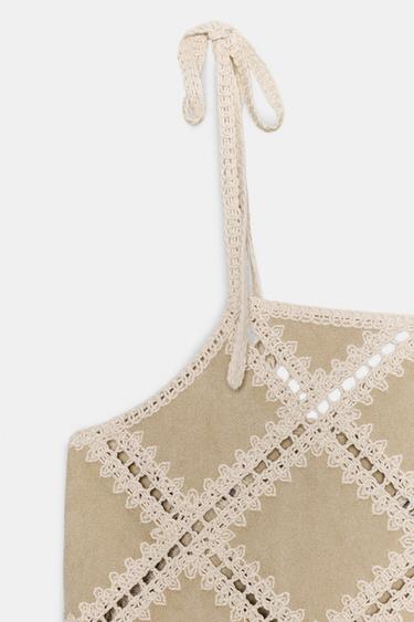 PATCHWORK STRAPPY TOP - Ecru by Zara - Image 9