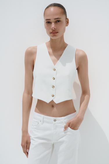 CUT-OUT BACK WAISTCOAT - Ecru by Zara