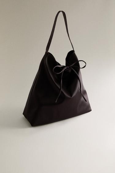 SAC CABAS SATIN - Marron chocolat de Zara - Image 2