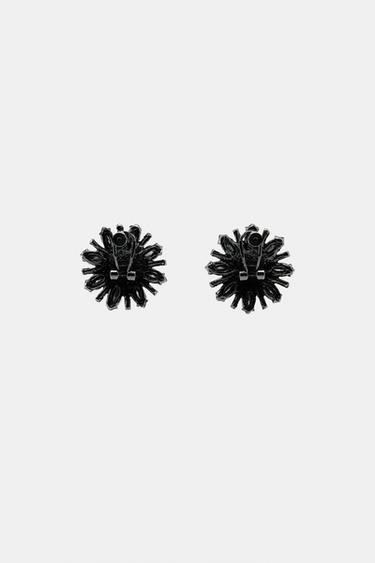 FLOWER RHINESTONE EARRINGS - Silver by Zara - Image 3