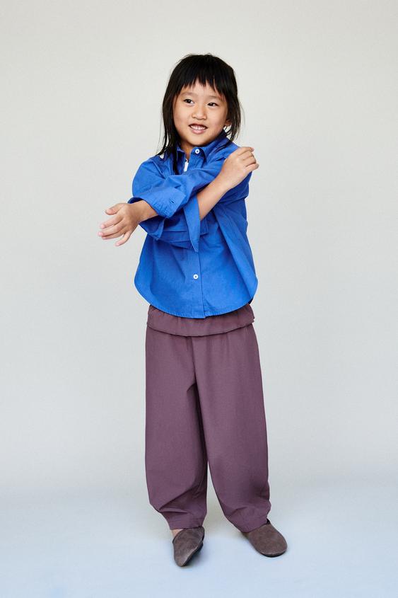 TECHNICAL BALLOON TROUSERS WITH RUFFLE TRIM - Aubergine by Zara - Image 0