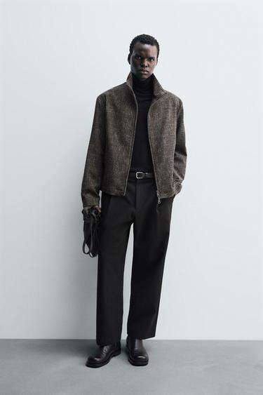 Zara RELAXED FIT TEXTURED OVERSHIRT - Brown - Image 0