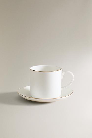 GOLD BONE CHINA COFFEE CUP AND SAUCER - Gold by Zara - Image 0
