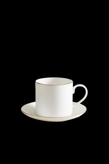 GOLD BONE CHINA COFFEE CUP AND SAUCER - Gold by Zara
