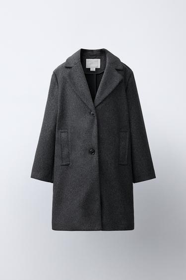 ABRIGO PAÑO - Gris de Zara