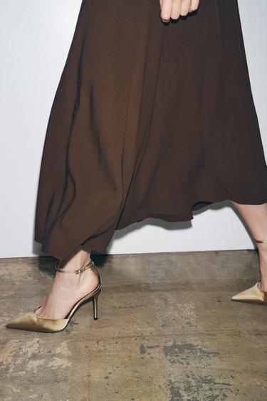 SATIN HIGH-HEEL SHOES WITH STRAP - Greenish by Zara - Image 1