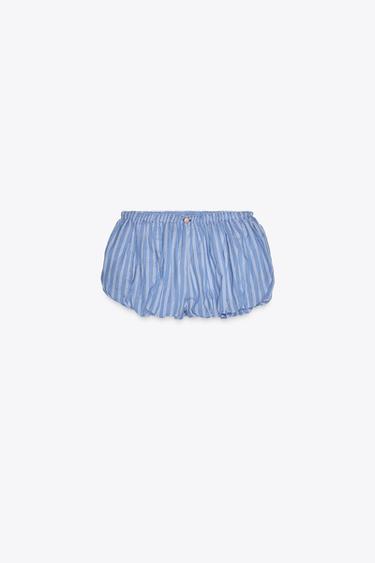 STRIPED MINI FULL SHORTS - Blue/White by Zara