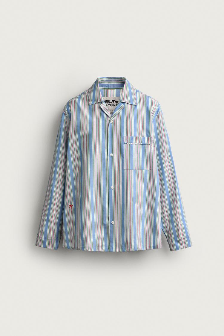 RELAXED FIT STRIPED JACQUARD SHIRT