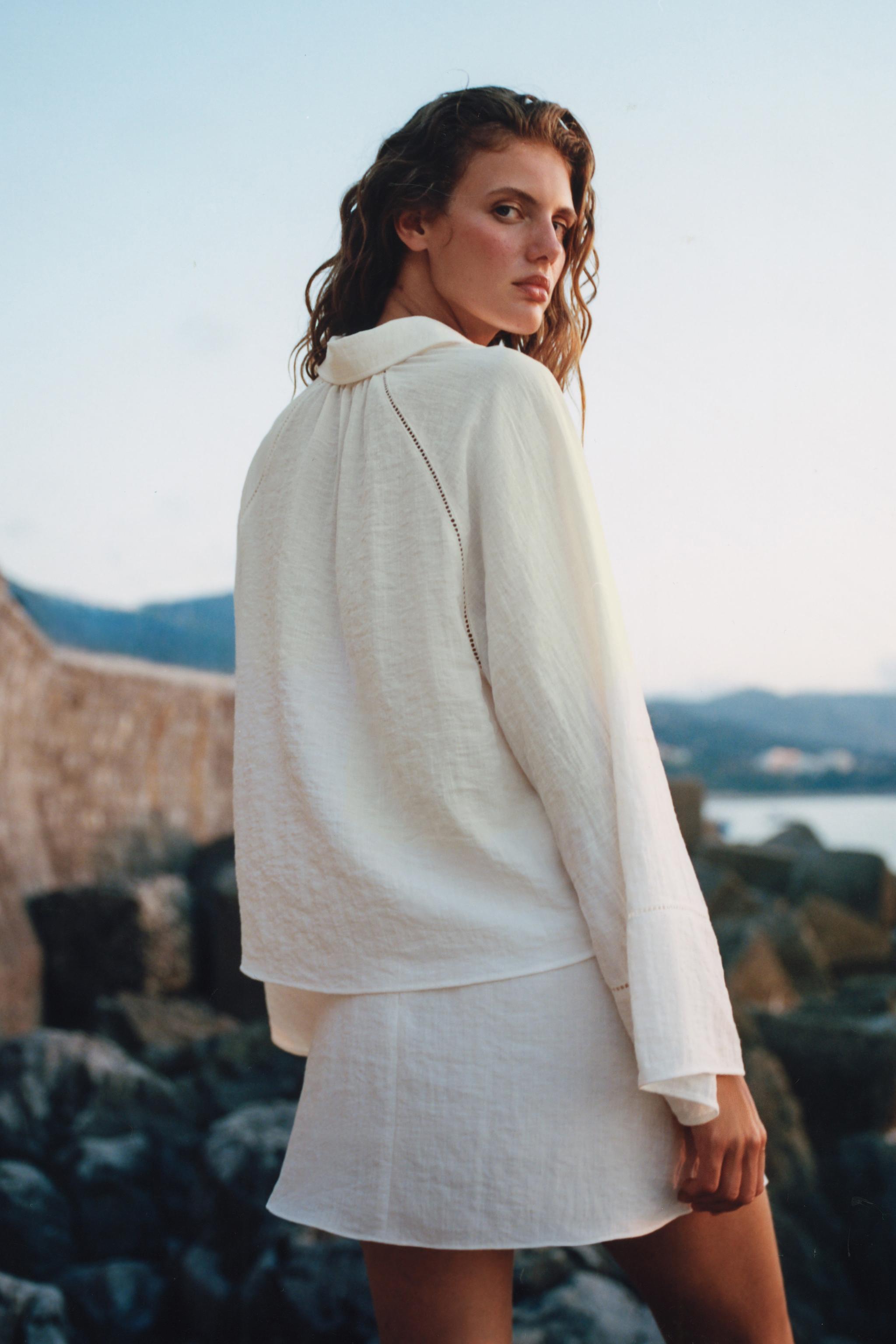 Женские рубашки Zara LADDER TRIM SHIRT — фото 4