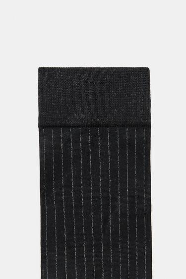 CHAUSSETTES RAYURES FIL MÉTALLISÉ - Noir de Zara - Image 2