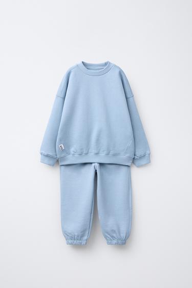 Zara LABEL SWEATSHIRT AND JOGGER SET - Blue