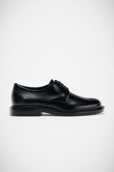 LEATHER DERBY LACE-UPS - Black by Zara