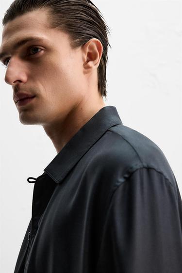 SILK SHIRT - Dark navy by Zara
