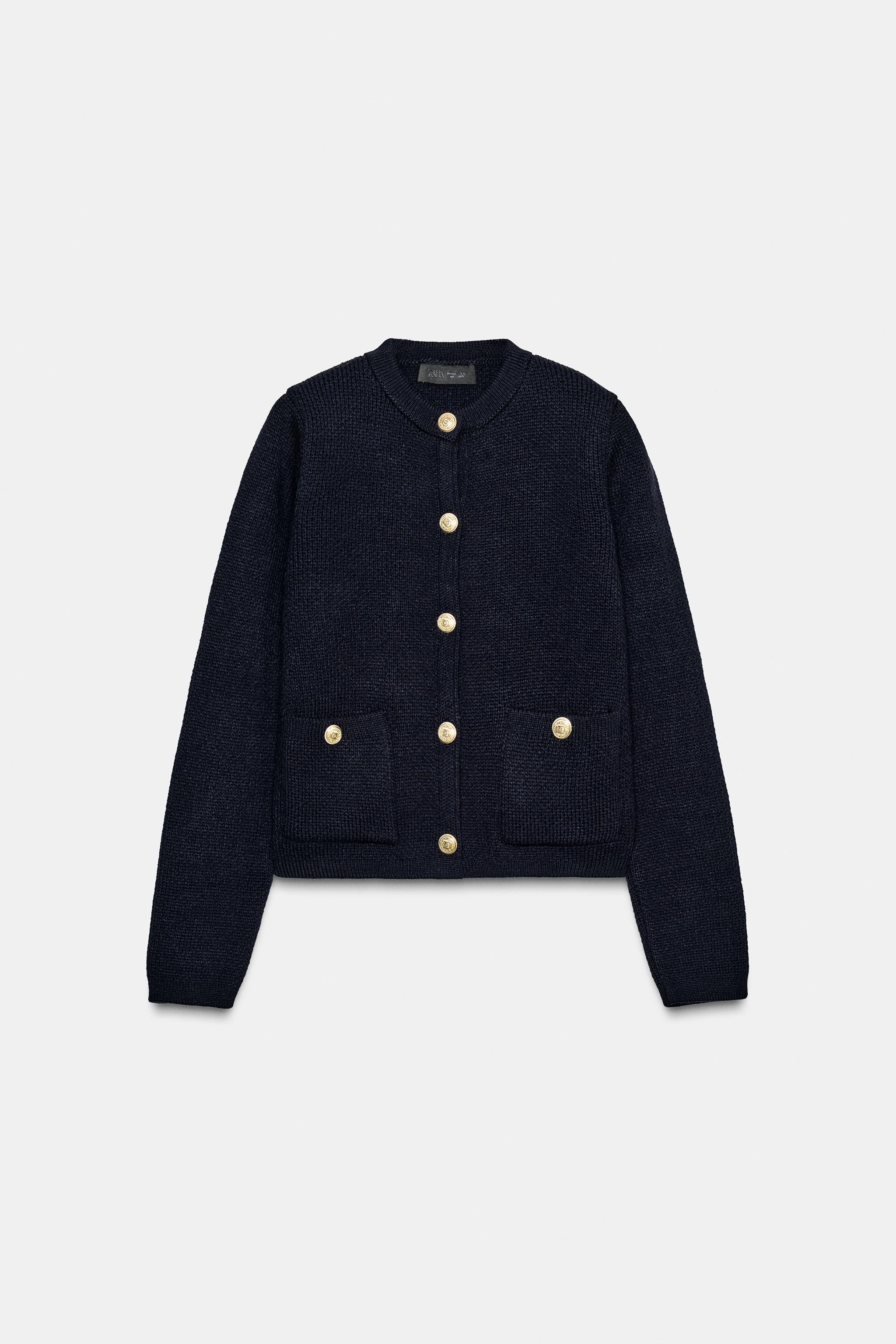 ZARAフード付きタイベルトニットカーディガン S 新品】ZARA フード付き