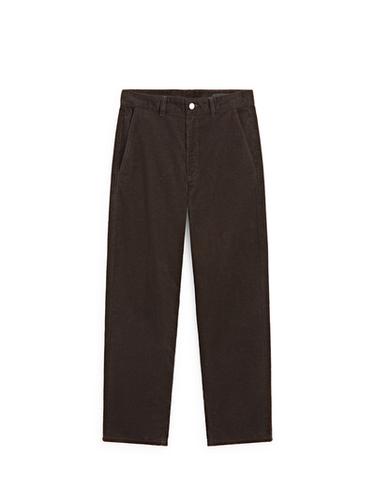 Pantalon barrel fit en velours côtelé - Chocolat de Zara
