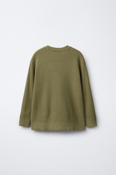 PULL EN MAILLE GAUFRÉE - Kaki clair de Zara - Image 1