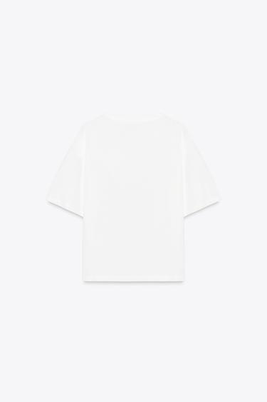 VOLUMINOUS FLORAL T-SHIRT - White by Zara - Image 4