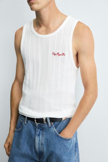DÉBARDEUR CÔTELÉ BRODÉ - Blanc cassé de Zara - Image 5