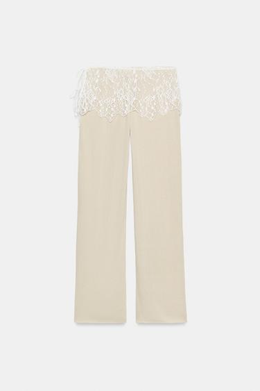 LACE RIB TROUSERS - Chalk pink by Zara - Image 4