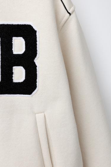 EMBROIDERED TEXT FLEECE BOMBER JACKET - Ecru by Zara - Image 2