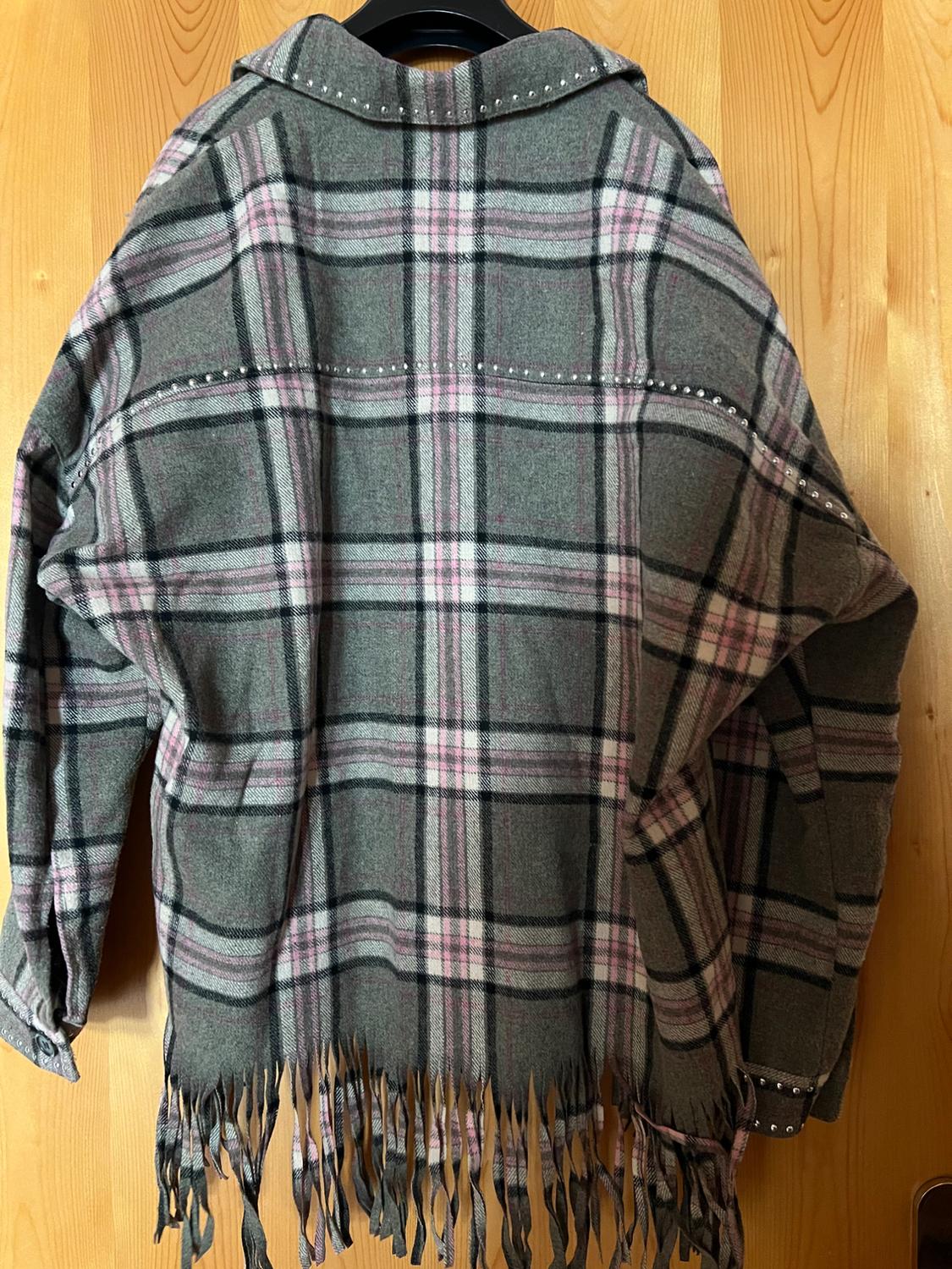 CHECKED OVERSHIRT WITH FRINGE - Image 3