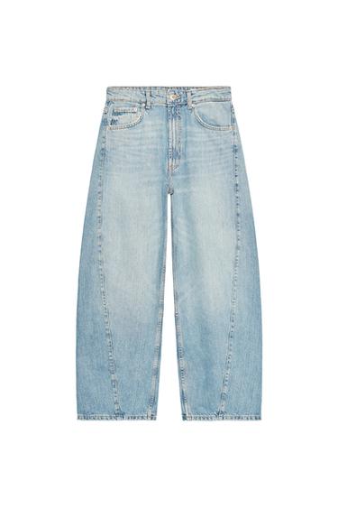TRF BAGGY BARREL MID-WAIST JEANS - Light blue by Zara