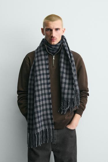 CHECK SCARF - Blue grey by Zara - Image 0