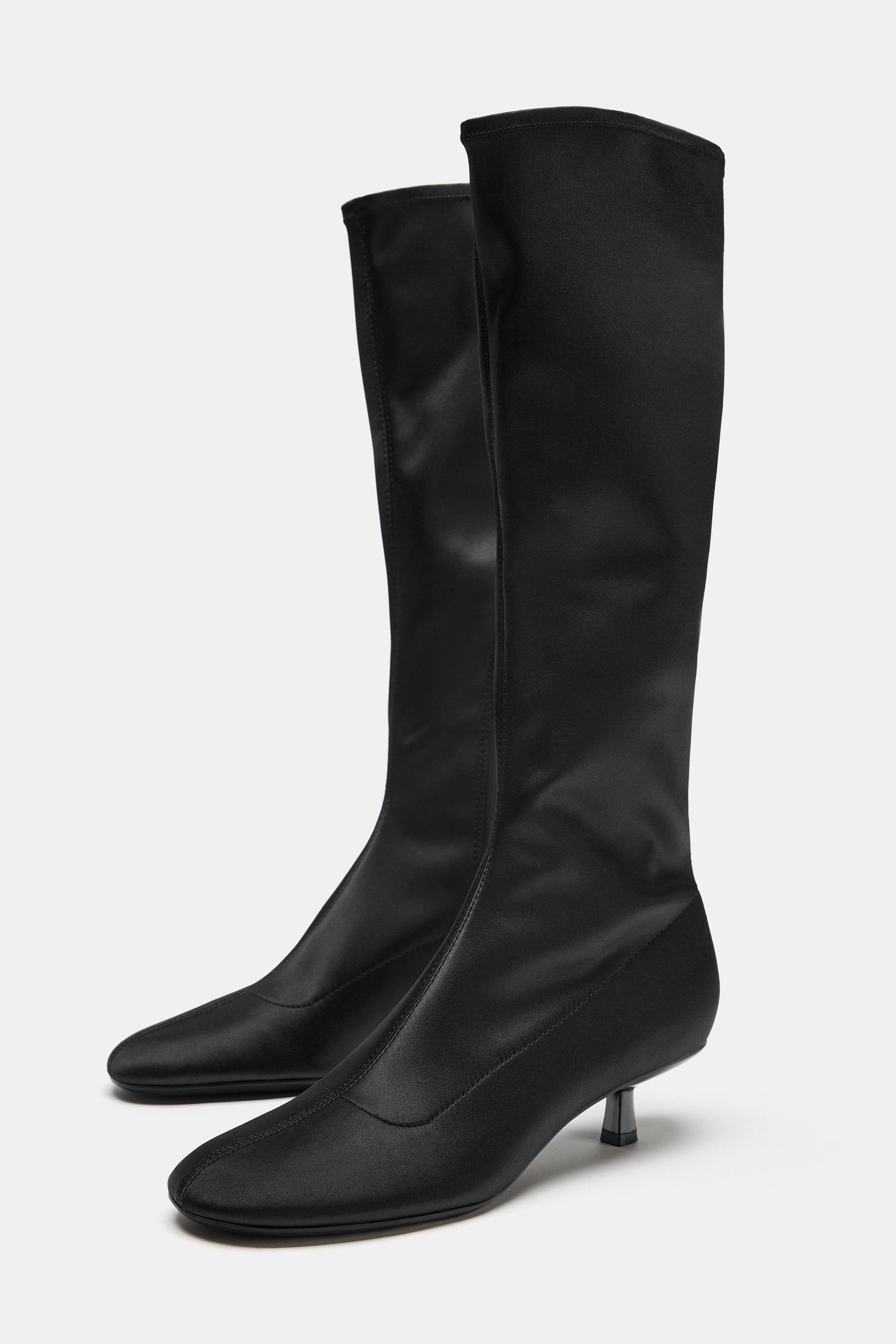 Женские ботинки Zara SATIN KITTEN BOOTS — фото 5