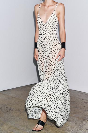 POLKA DOT MAXI DRESS - Black / White by Zara