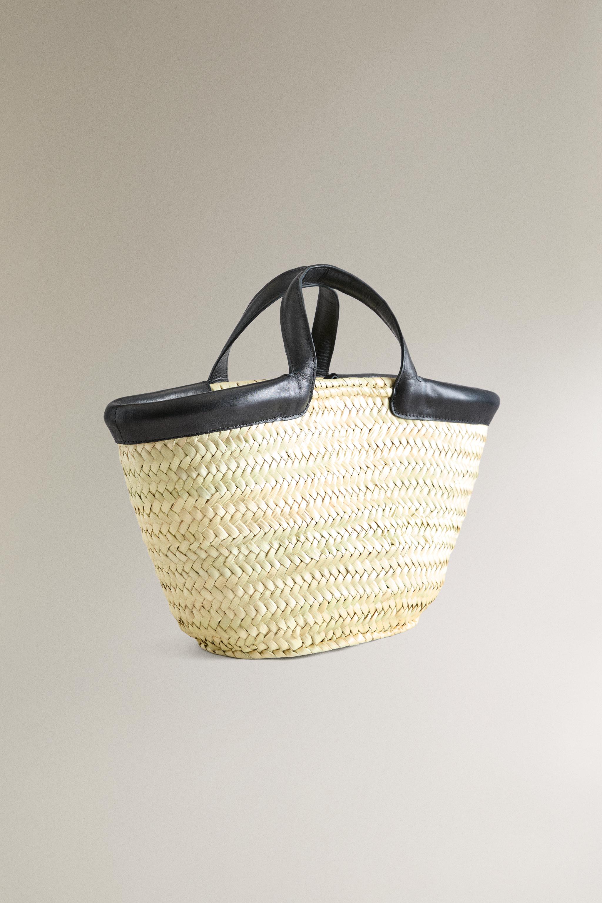 MINI TOTE BAG WITH LEATHER DETAIL — Black