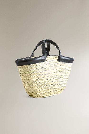 MINI TOTE BAG WITH LEATHER DETAIL - Black by Zara - Image 1